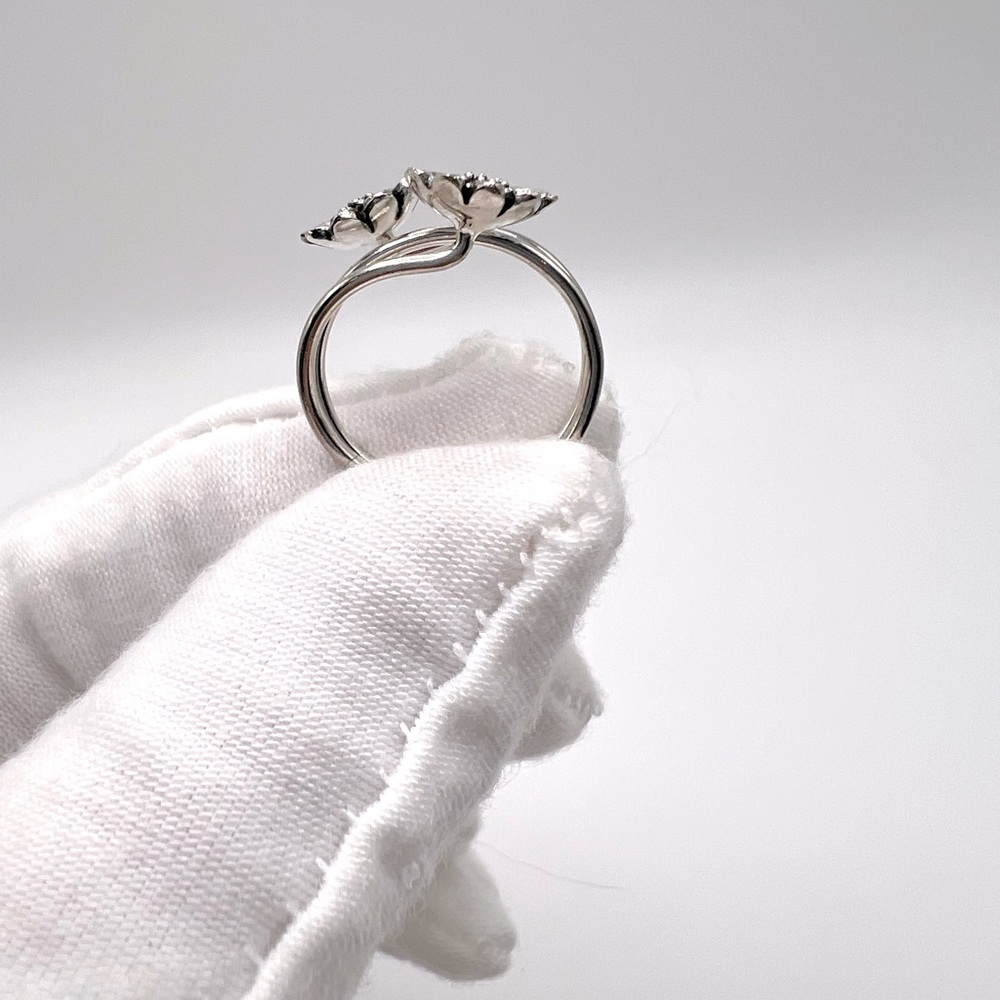 Clearance $22, Sterling Silver Adjustable Double Sunflower Ring - Picture 4 of 16